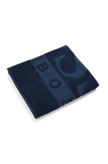Ręcznik Plażowy BOSS Jacquard-woven Logo Ciemny Niebieskie Męskie (Pl93845)